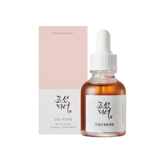 Beauty of Joseon Revive Snail Mucin Ginseng Serum Hydrating Peptide Facial Moisturizer Dark Spot Acne Scar Remover for Sensitive Face.